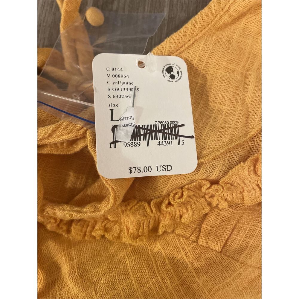 Free People Top Blouse Love Forever In Yellow Size Large Flared MSRP $78 NWT - Picture 3 of 7